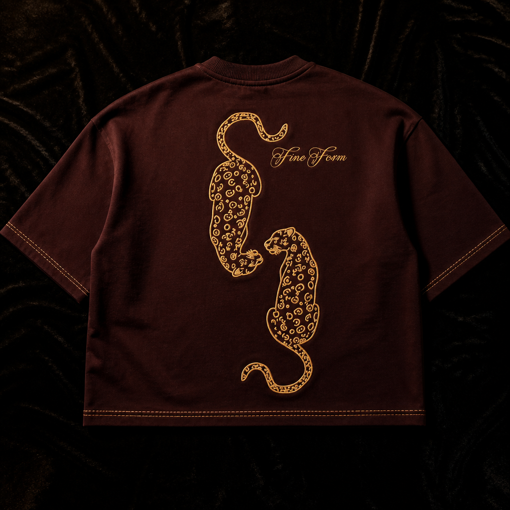 Deep Oxblood Embroidered Heavyweight Tee